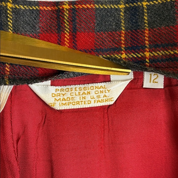 Nordstrom Corbin Ltd Vintage Grey Red Pleated Plaid Skirt Sz 12 Academia Holiday - Picture 12 of 16